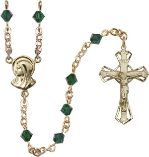 5mm Emerald Swarovski Rundell-Shaped Rosary