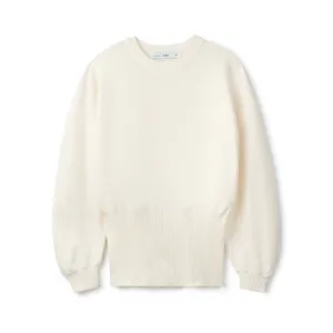 Balloon Sleeve Waisted Sweater - Ivory