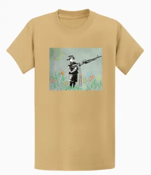 Banksy Unisex T-Shirt - Banksy Boy With machine gun