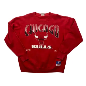 Vintage 90s Red Nutmeg Chicago Bulls Spell-Out Sweatshirt - Large (Recommended Size - Medium)